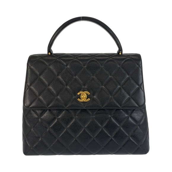 CHANEL Handbags - CHANEL Chanel Matelasse Top Handle Coco Mark Turnlock Black Gold Hardware Cav...